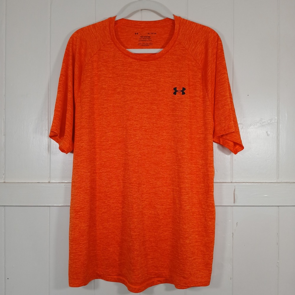 Under Armour Tech Tee Men XL Orange Heather Short Sleeve Training Shirt 1326413